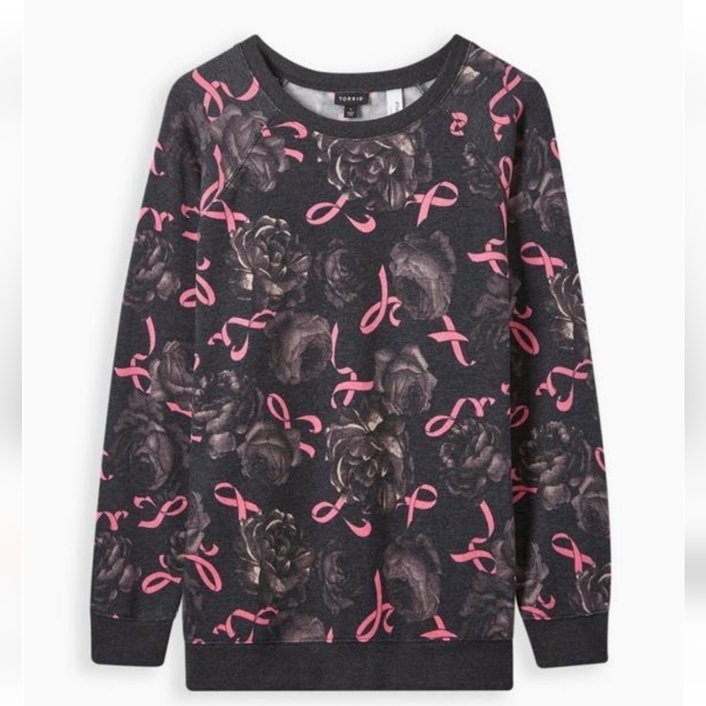 Torrid 4 BCA Fleece Crew Neck Sweatshirt Cozy Breast Cancer Awareness Pink